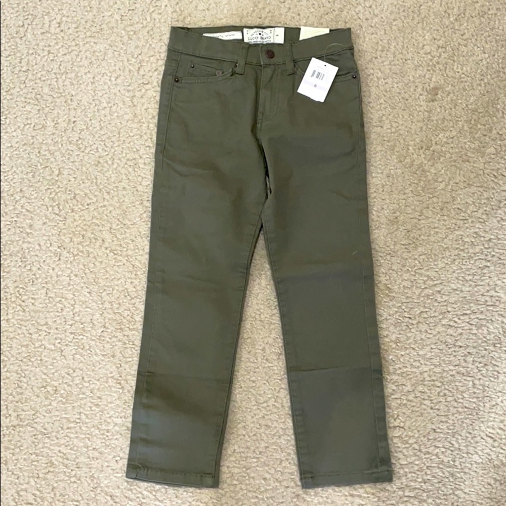 Lucky Brand Boys Dust Olive 5 pocket twill pants